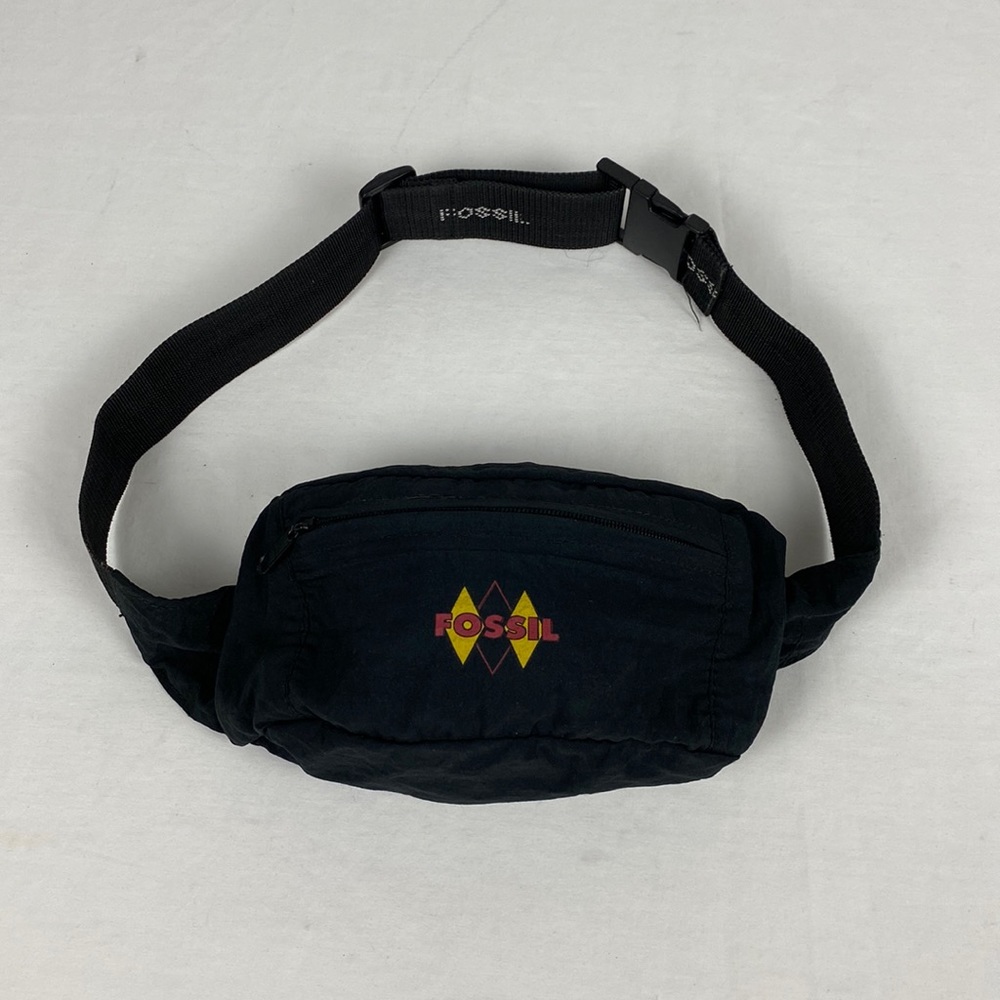 Vintage 90’s Fossil Black Waist Pack with Colored Logo